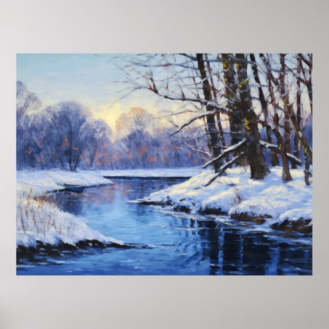 Poster Inverno Stilness pelo rio Frozen Havel (Frente)