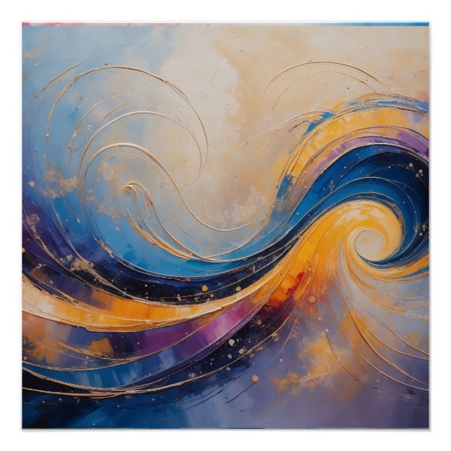 Pôster Invertendo ondas de energia de Abstrato cósmico em (Frente)