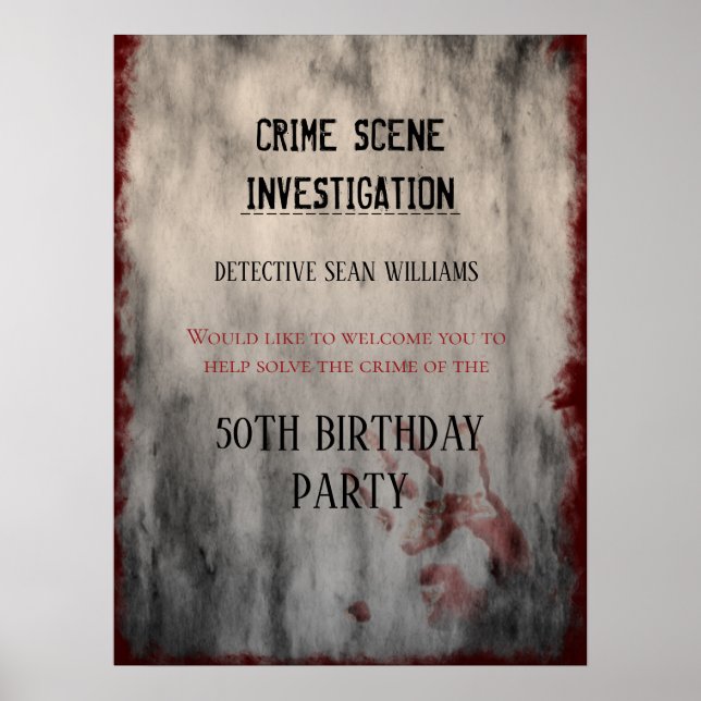 Poster Investigação de Cena de Crime Aniversário Bem-vind (Frente)