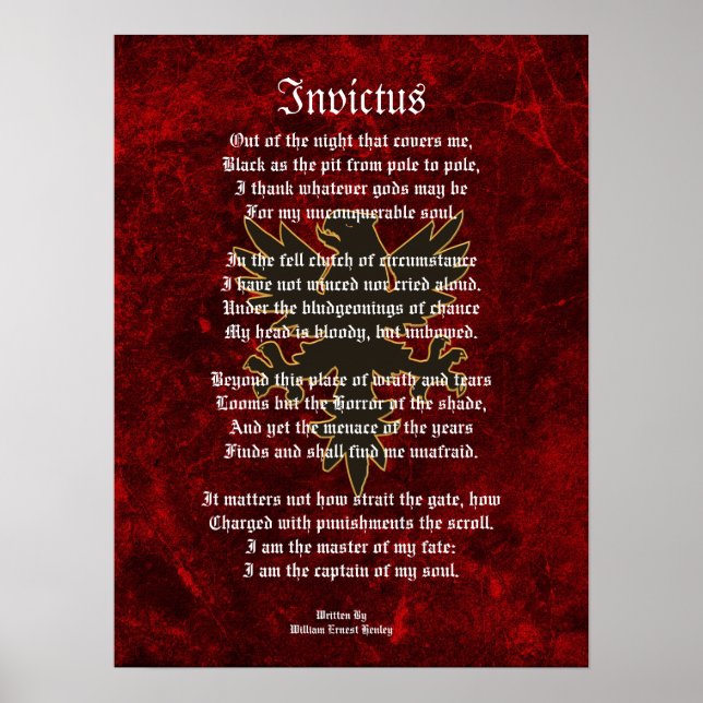 Poster Invictus, águia negra poema vitoriana (Frente)