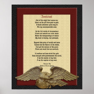 Poster Invictus, poem leather with eagle