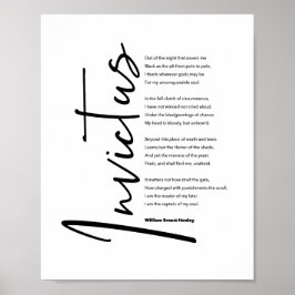 Poster Invictus Poem por Henley em Script Preto Moderno