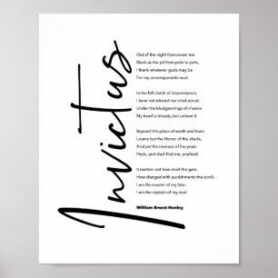 Poster Invictus Poem por Henley em Script Preto Moderno