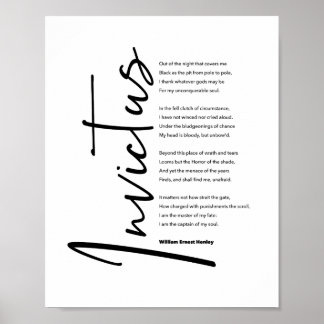 Poster Invictus Poem por Henley em Script Preto Moderno