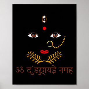 Poster Ioga da Deusa Hindu Durgá Com Mantra em Sânscrito
