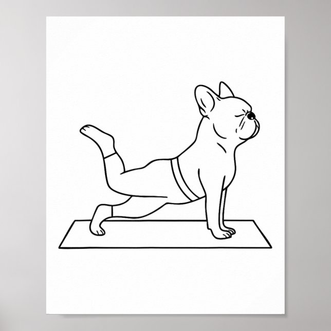 Poster Ioga de Bulldog Francês Engraçado Frenchie  (Frente)