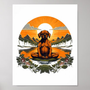 Poster Ioga de Meditação de Cachorro Puggle Homens Mulher