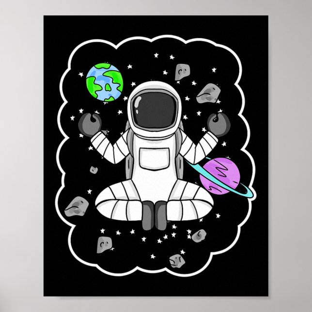 Poster Ioga Espacial de Meditação de Astronauta (Frente)
