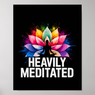 Poster Ioga Flor de Lótus Meditada Profundamente Aquarela
