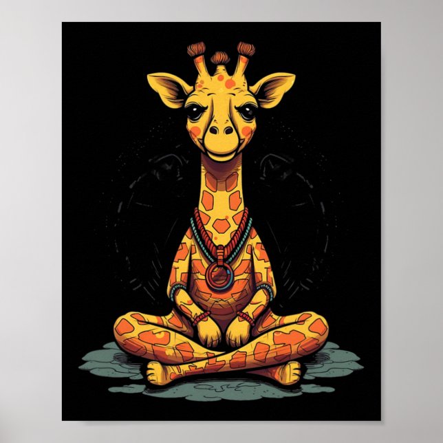 Poster Ioga Girafa Meditação Mindfulness Zen Namaste  (Frente)