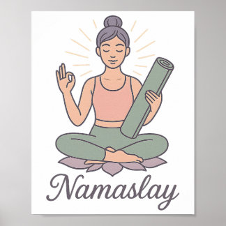 Poster Ioga Meditação Mindfulness Lótus Calma Energia Nam