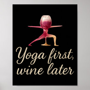 Poster Ioga Primeiro, Vinho Depois Desenho de Cálice de V