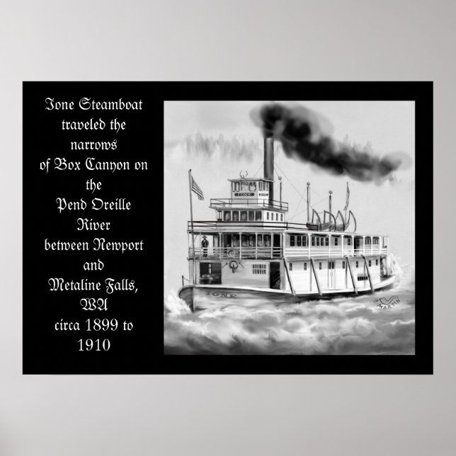 Pôster Ione Steamboat circa 1899 to 1910 original artwork (Frente)