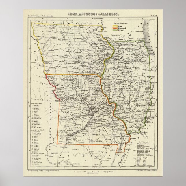 Pôster Iowa, Missouri e Illinois (Frente)
