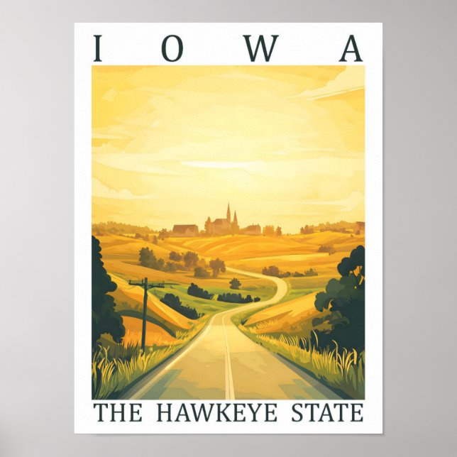 Poster Iowa the Hawkeye State USA Viagem Place (Frente)
