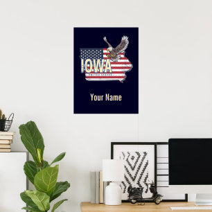 Poster Iowa United States Retro State Map Vintage EUA