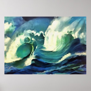 Poster Ir Com A Arte De Ondas Oceânicas Que Cavam Fluxos