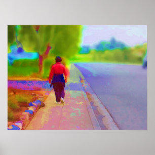 Pôster Ir para uma pintura da caminhada