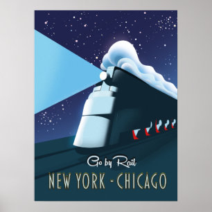 Poster "Ir por caminho de ferro" Nova Iorque - Chicago