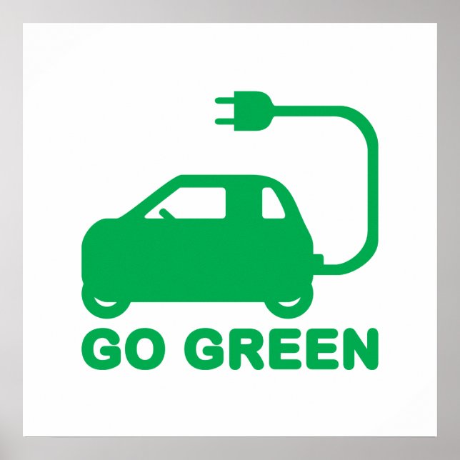 Pôster Ir Verde ~ Dirigir Carros Elétricos (Frente)