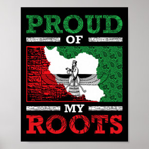 Poster Irã Iraniano Persa Irani Bandeira Irã Raízes Farsi