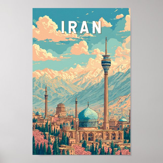 Poster Iran Illustration Travel Art Vintage (Frente)