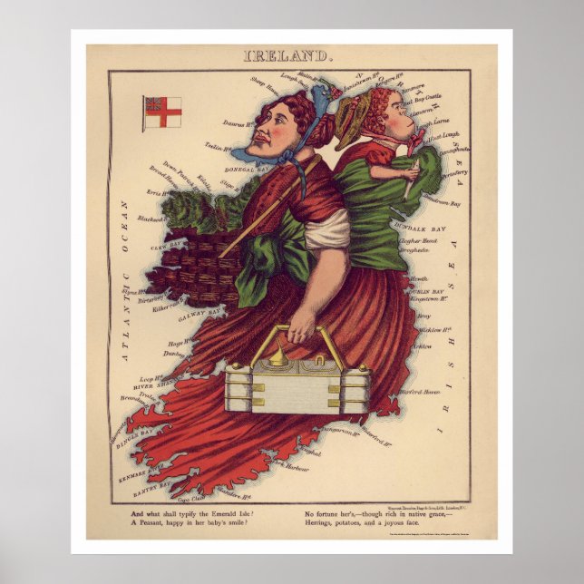 Pôster Ireland Caricature Map 1868 (Frente)