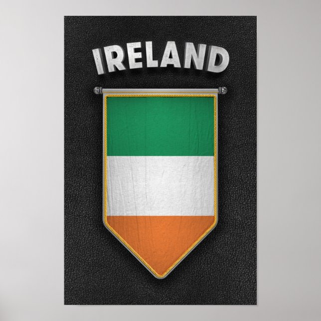 Poster Ireland Pennant com aparência de couro de alta qua (Frente)