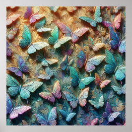 Poster Iridescent Butterfly Garden