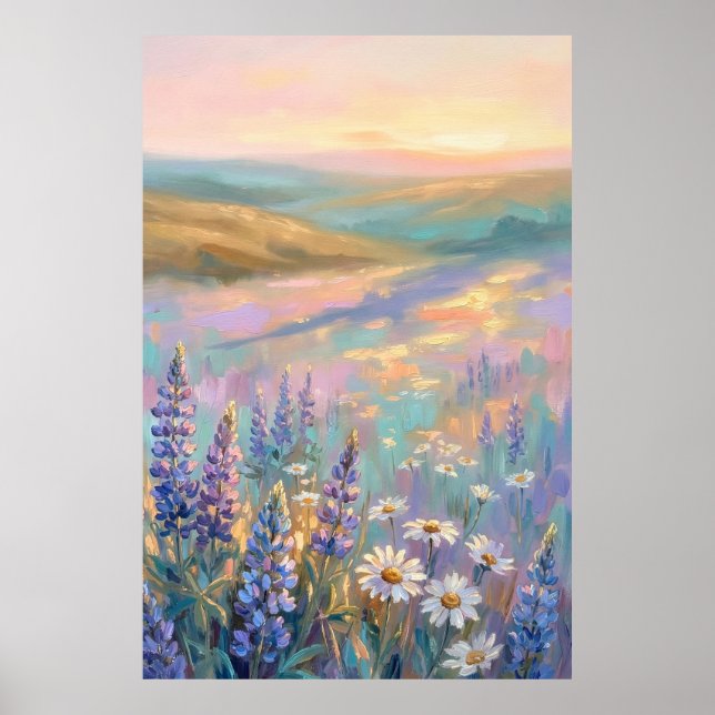 Poster Iridescent Pastel Floral Artwork (Frente)