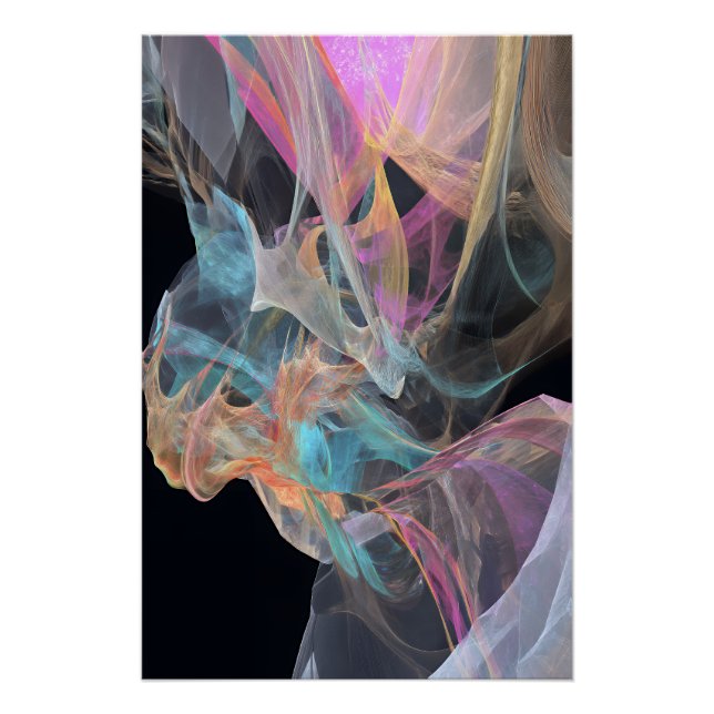 Pôster Iridescent Thread Vortex Teal Magenta Glow (Frente)