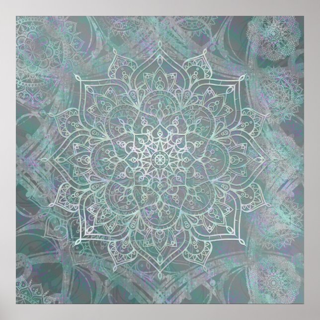 Poster Iridescente Mandala Brilho Boho Chic (Frente)