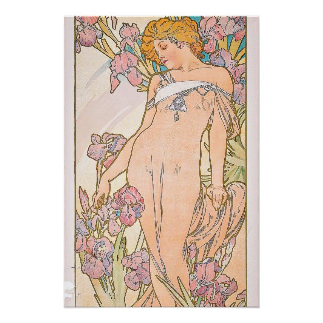 Pôster Iris (1897) apresentada por Alphonse Mucha (Frente)