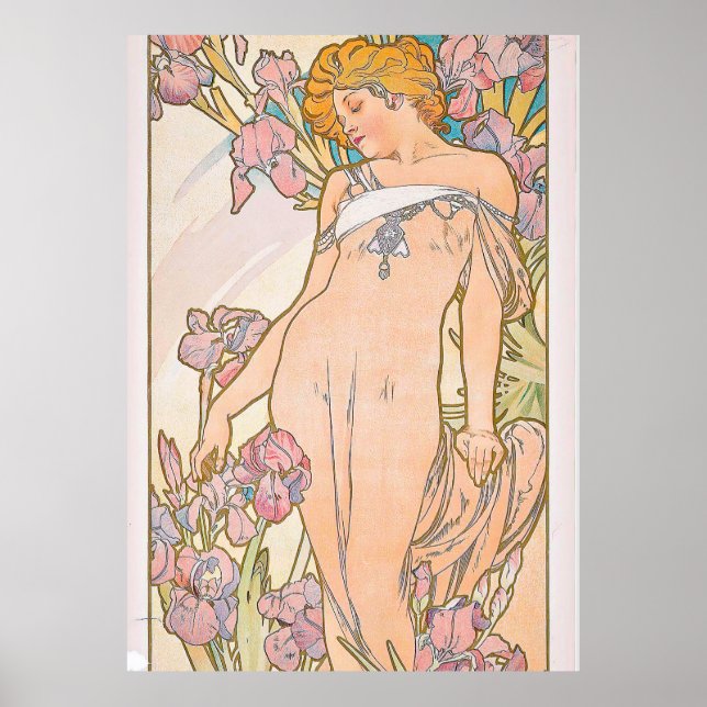 Poster Iris (1897) apresentada por Alphonse Mucha (Frente)
