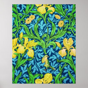 Pôster Íris, amarelo e azuis cobaltos de William Morris