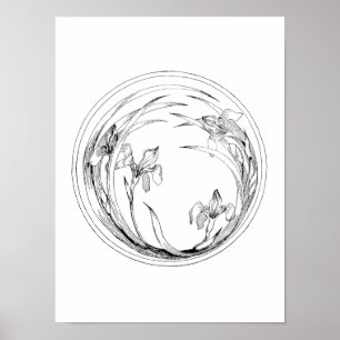 Poster Íris de Nouveau da arte do vintage - modelo da