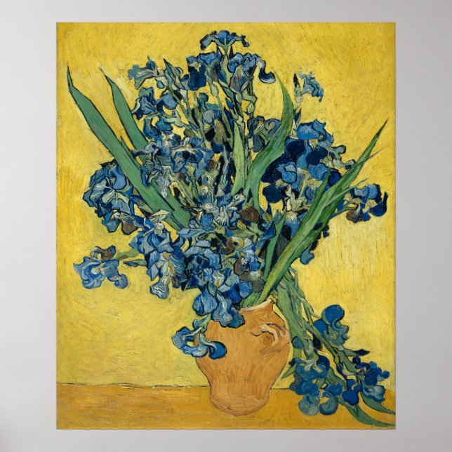 Poster Íris de Van Gogh - Arte Azul e Amarelo Ousada (Frente)