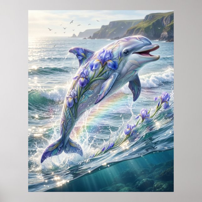 Poster Iris Dolphin Ocean Bloom (Frente)