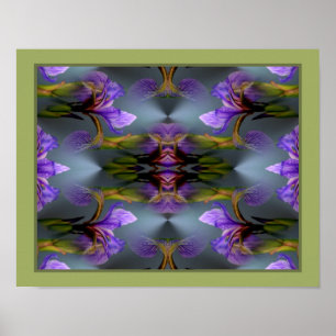 Poster Íris Floral Bandeira Azul Abstrata Natureza 
