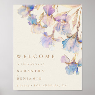 Poster Iris Floral Elegante de Boas-Vindas de Casamento