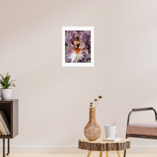 Poster Íris Roxa e Branca com Floral Barba Laranja