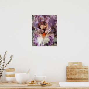 Poster Íris Roxa e Branca com Floral Barba Laranja