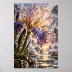 Poster Íris Roxa e Creme com Paisagem de Cachoeira na Par
