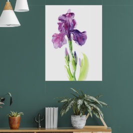 Poster Íris Roxa em Aquarela Leve