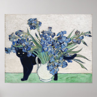 Poster Irises e um gato - Interferindo Van Gogh Series