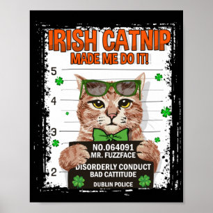 Poster Irish Catnip St Patrick's Day Shamrock Cat