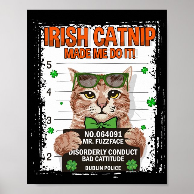 Poster Irish Catnip St Patrick's Day Shamrock Cat (Frente)