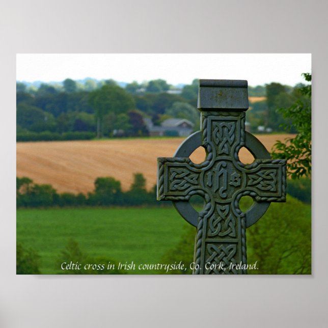 Poster Irish Celtic Cross, Irlanda, paisagem (Frente)
