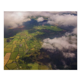 Pôster Irish Farmland Patchwork – Aerial Landscape Print