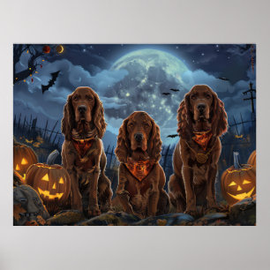 Poster Irish Red Setter Halloween Spooky